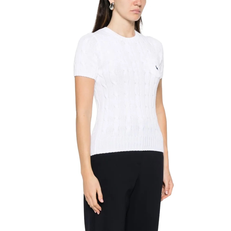 Polo Ralph Lauren Pull Classic Cable Knit Sweater With Round Neckline White(Image 2)