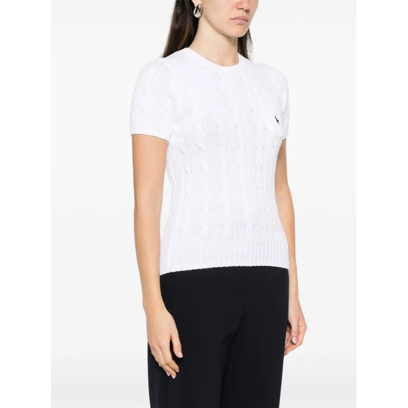 Polo Ralph Lauren Pullover Classic Cable Knit Sweater With Round Neckline White(Image 4)