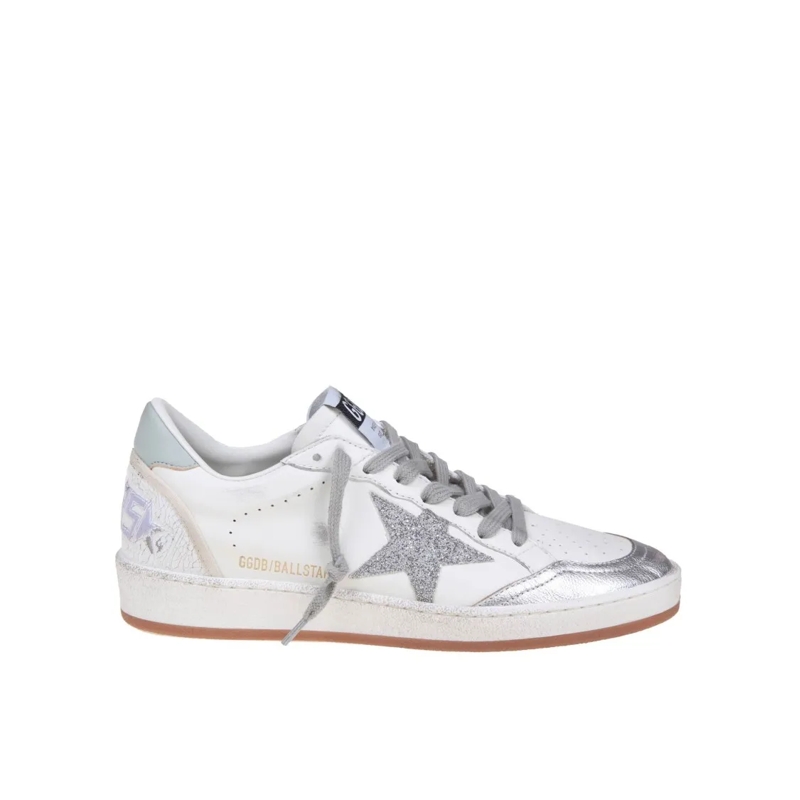 Golden Goose Low-Top-Sneaker White And Silver Leather Ballstar White