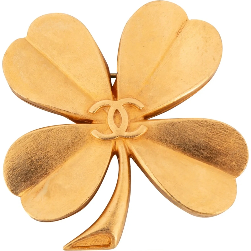 Chanel  Chanel Golden Cloverleaf Brooch mehrfarbig