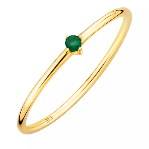DIAMADA 9K Ring with Emerald (Brazil) Yellow Gold and Green Bague solitaire