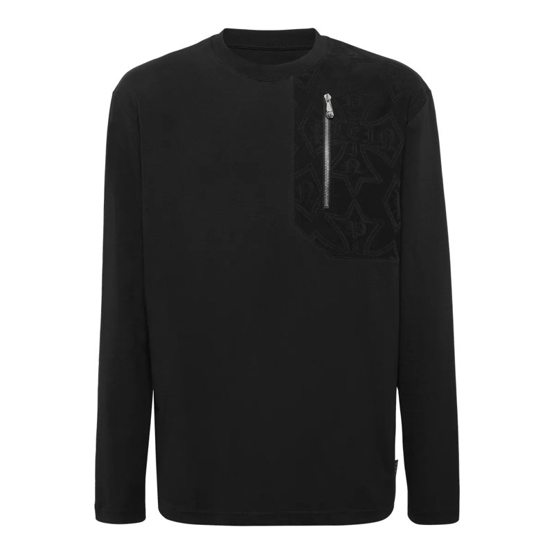 Philipp Plein T-Shirt T-Shirt Rundhalsausschnitt Ls Crest schwarz