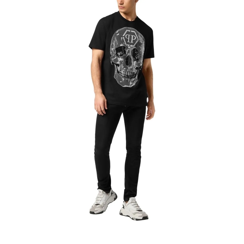 Philipp Plein T-Shirt T-Shirt Rundhalsausschnitt Ss Skull Mit Schmuckste schwarz(Image 3)