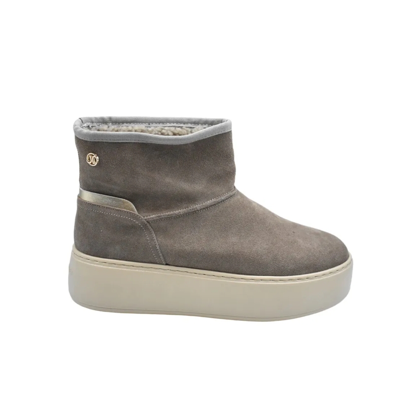 Janet & Janet Stiefel Taupe Suede Ankle Boots Grey