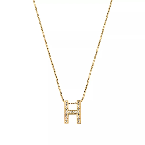 BELORO Necklace Letter H Zirconia Gold-Plated Korte Halsketting