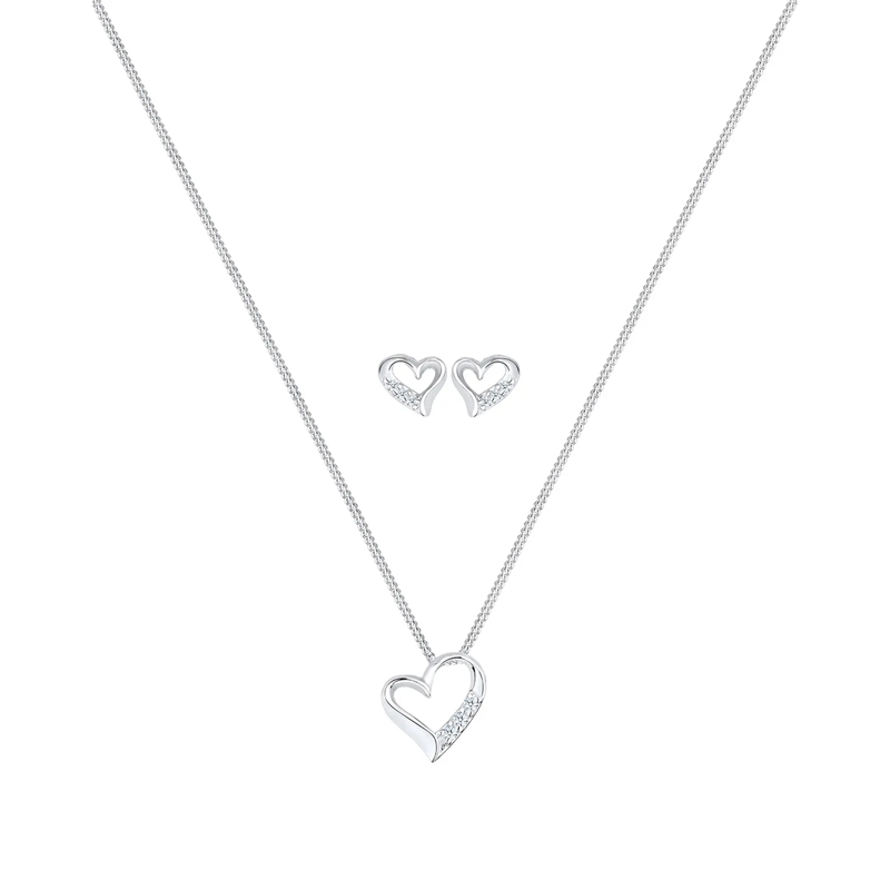 Elli Mittellange Halskette Jewelry Set Ladies heart pendant stud earrings set Silver(Image 2)