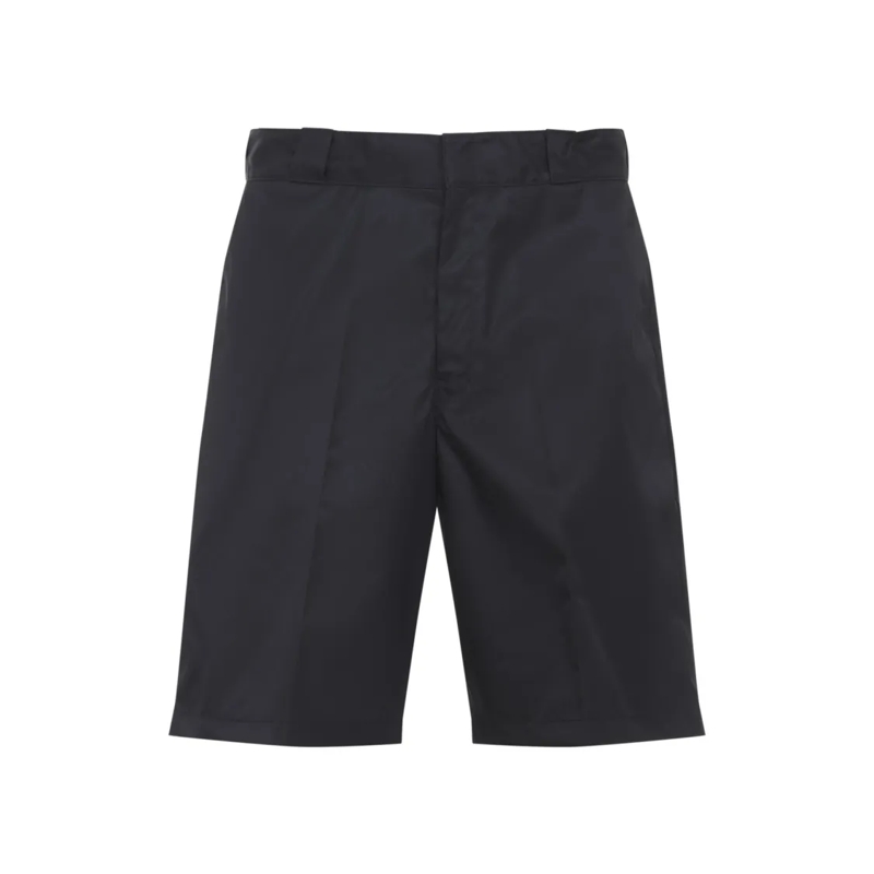 Prada Legere Shorts Fit Black Trousers With Smooth Finish Black