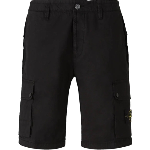 Stone Island Kurze Hosen Bermuda Cargo Twill schwarz