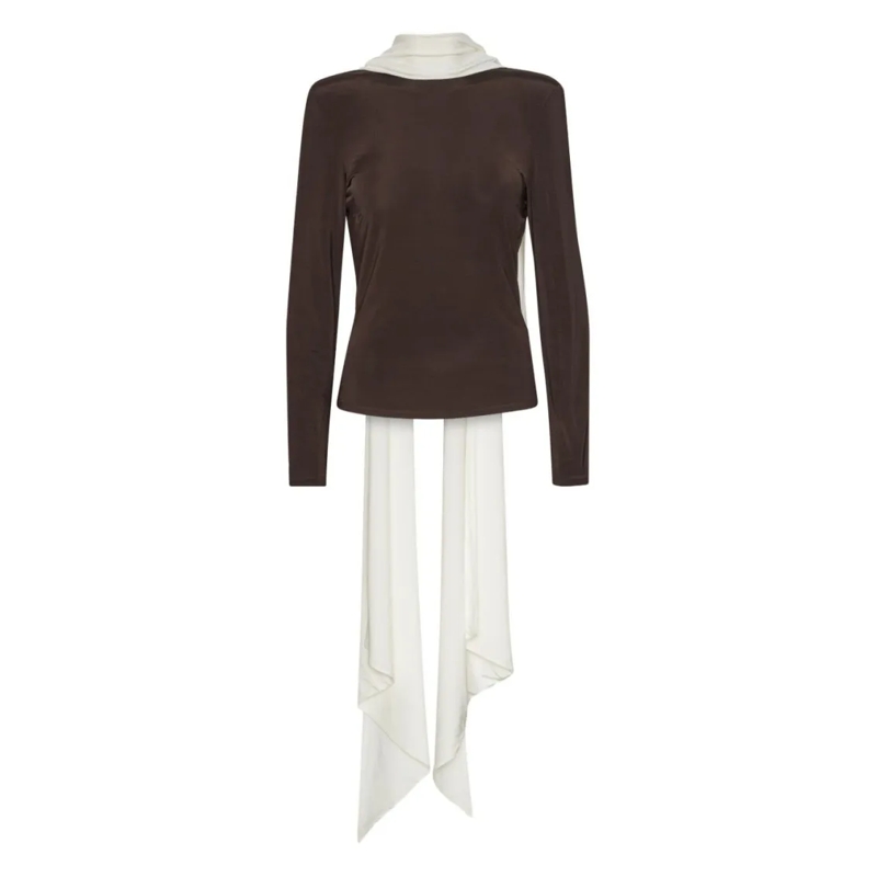 Rotate Top met lange mouwen Brown And White Long-Sleeved Top Brown