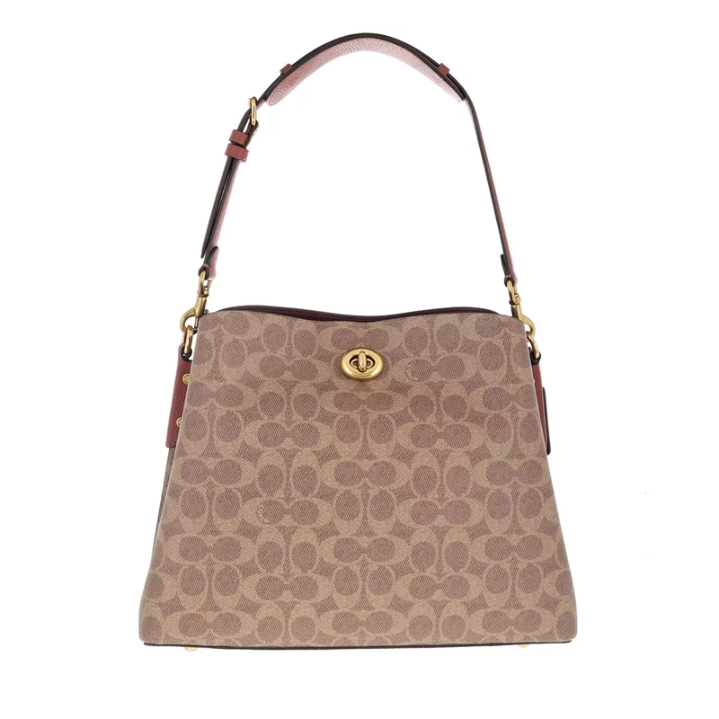 Coach Tote Coated Canvas Signature Willow Shoulder Bag B4/Tan Rust