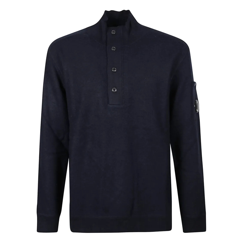 CP Company Pullover Navy Blue Sweater With High Collar Black