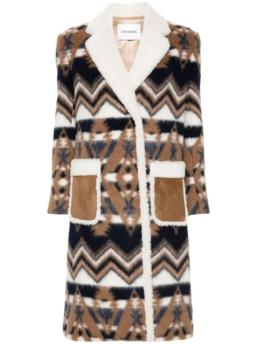 Thumbnail - AVA ADORE - Multicolor Coat With Logo - Größe 42 - bunt