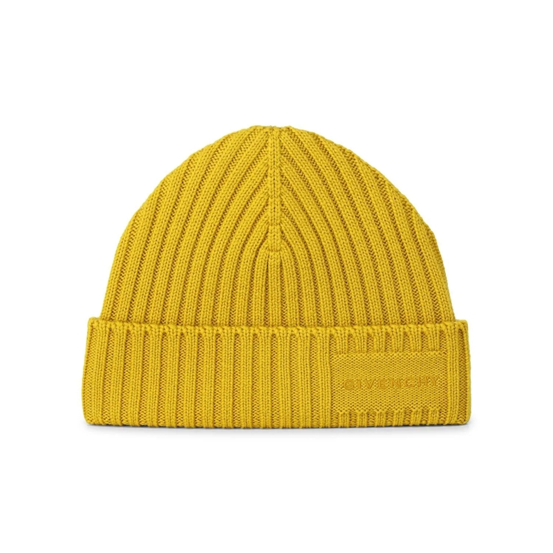 Givenchy Wollmütze Beanie mit Logo-Stickerei Gelb