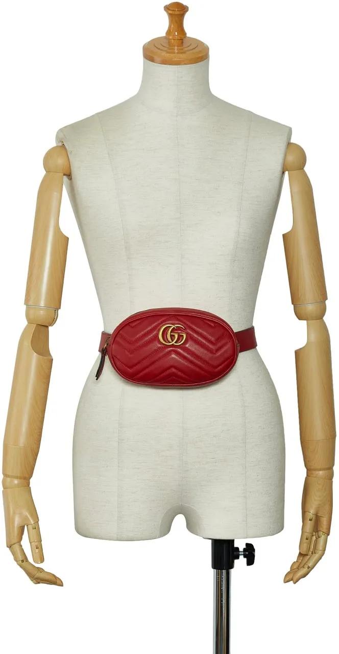 Gucci Heuptassen 2000-2015 GG Marmont Matelasse Leather Belt Bag in rood