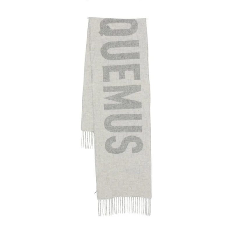 Jacquemus Écharpe légère Rectangular Light Grey Scarf White
