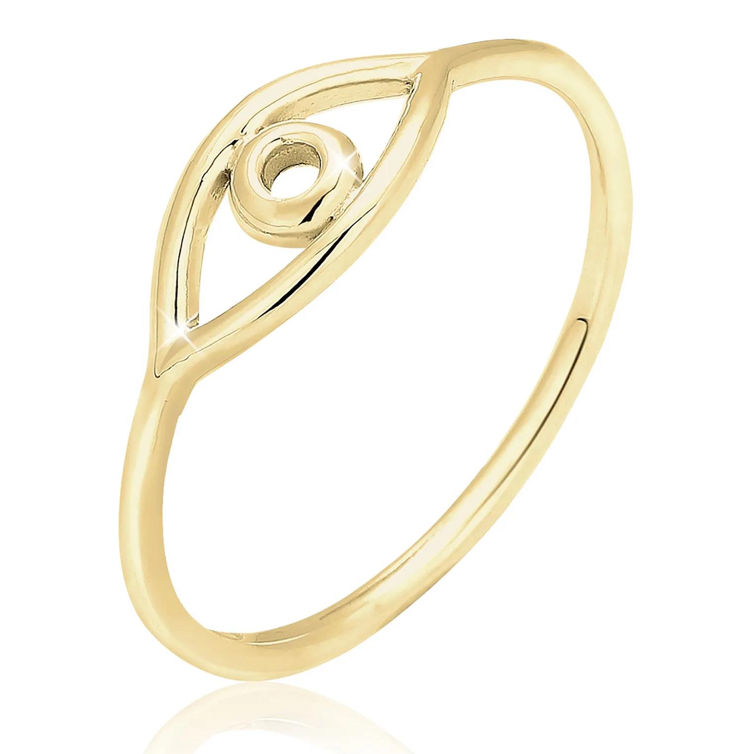 Elli Ringe - Ring Evil Eye Statement 375 Gelbgold - Gr. 56 MM - in Gold - für Damen