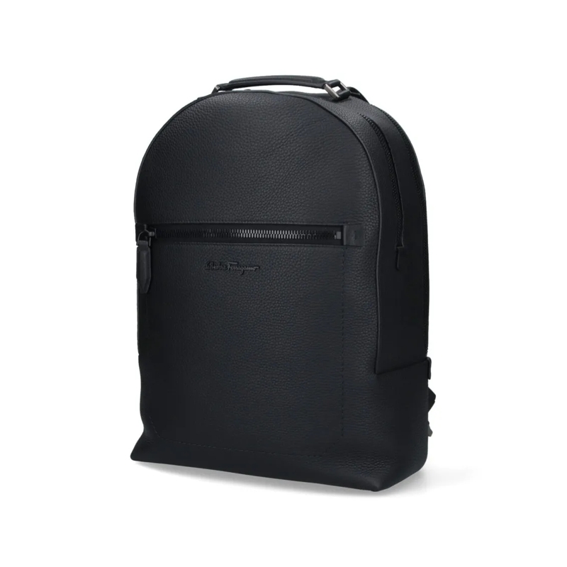 Salvatore Ferragamo Rugzak Structured Black Bag With Minimalist Design Black