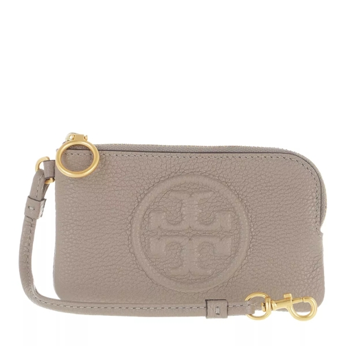 Tory Burch Perry Bombe Top-Zip Card Case Gray Heron Card Case