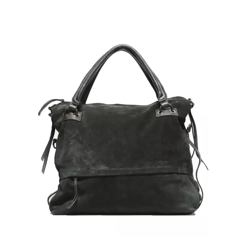 Reptile's House Crossbody Bag Two-Handled Bag In Bottle Green Nappa And Suede Green