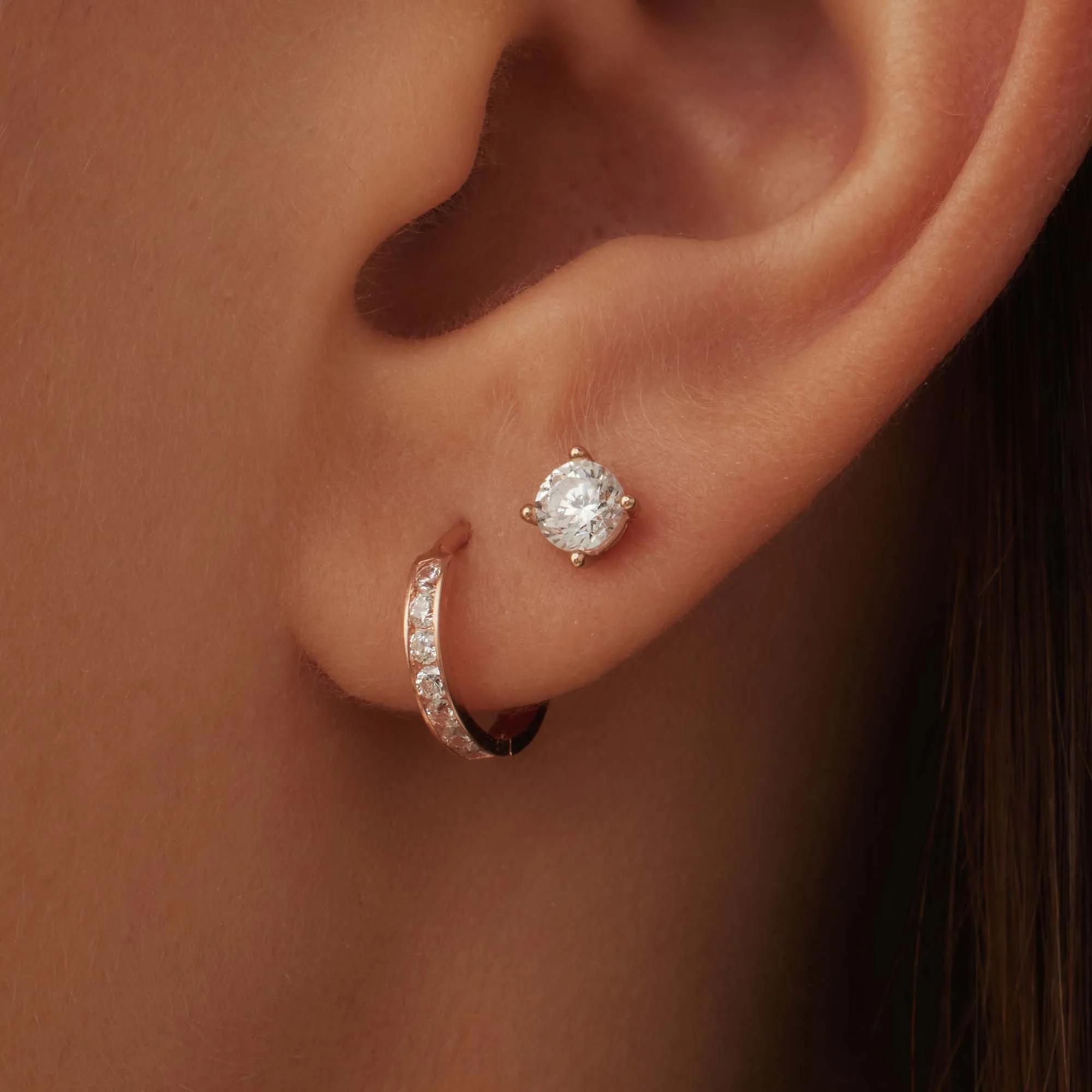 Thumbnail - Isabel Bernard Ohrringe - La Concorde Cã©Lesse 14 Karat Ear Studs With Zirco - Gr. unisize - in Quarz - für Damen