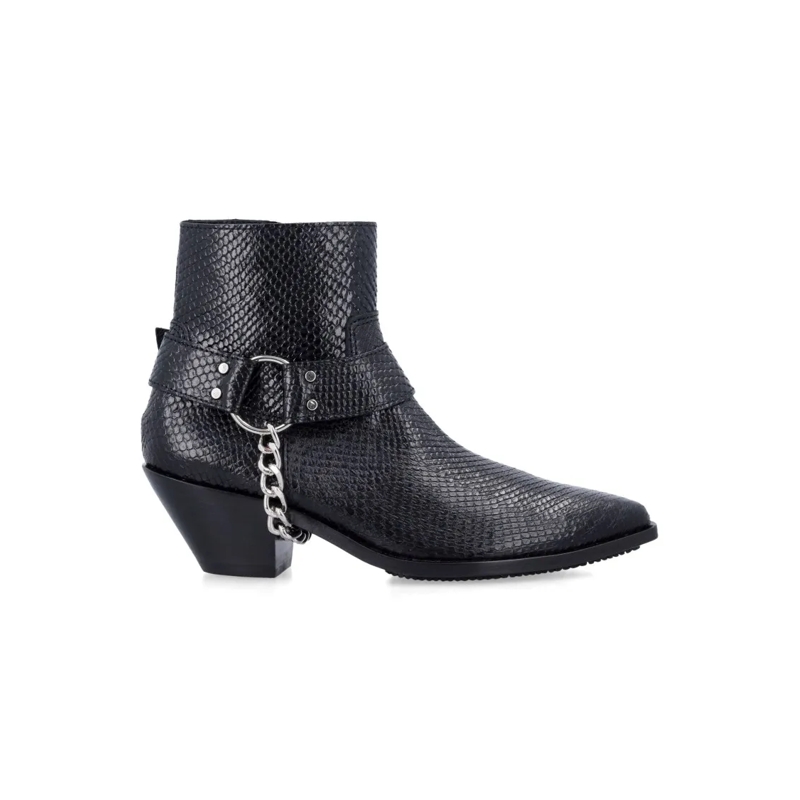Junya Watanabe Bottes Snake Print Ankle Bootie Black