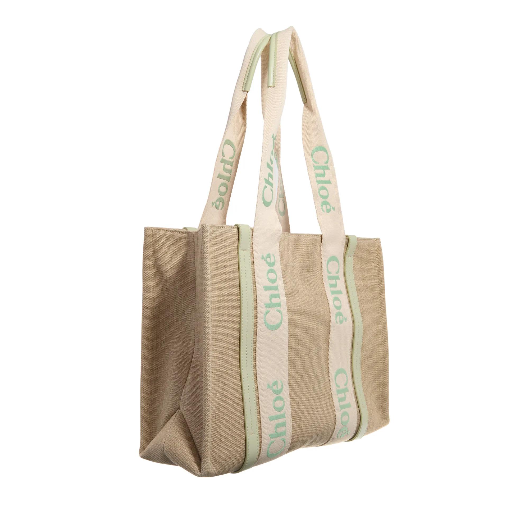 Chloé Beige Canvas Tote Bag met Lint Handvatten Beige Dames