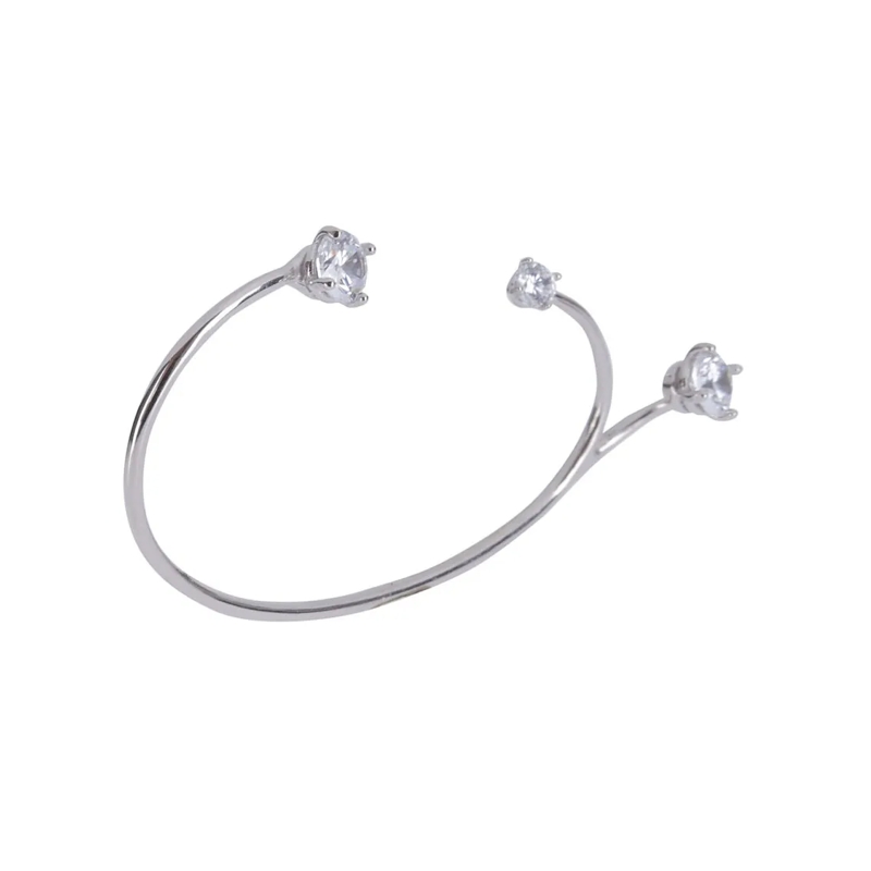 Panconesi Oorknopjes Sculptural Silver Earcuff With Zircon Accents Silver