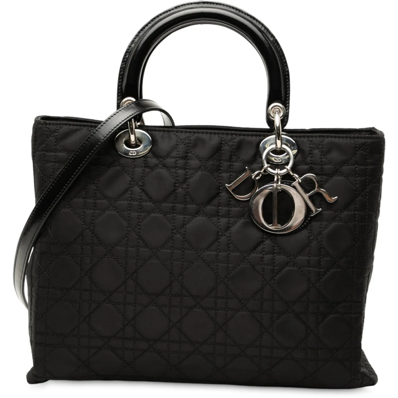 Christian Dior Schultertasche Large Nylon Cannage Lady Dior schwarz