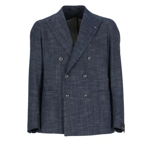 Tagliatore Blue Cotton Double Breasted Jacket Blue 