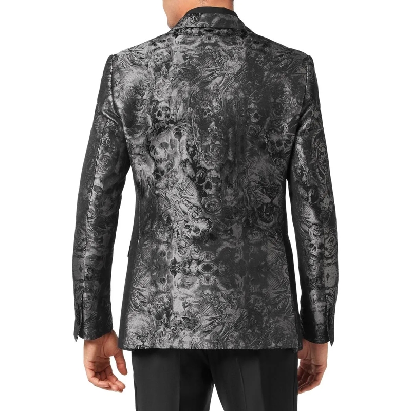 Philipp Plein Blazer Einknopf-Blazer Slim Fit Gothic Plein Mit Schmucks schwarz(Image 3)