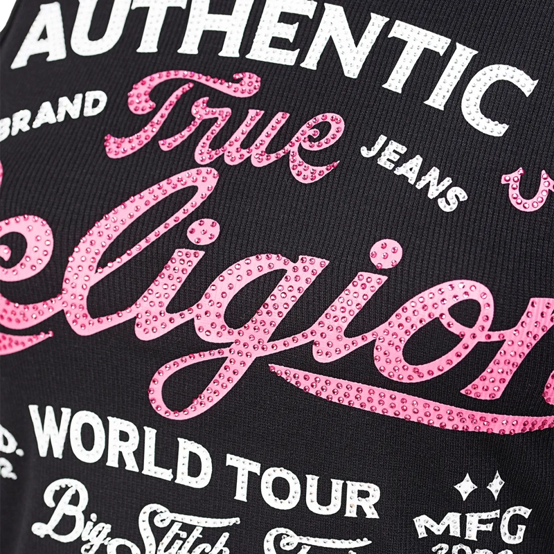 True Religion Top - Tanktop- Gerippt- Logo mit Ziersteine besetzt schwarz(Image 5)