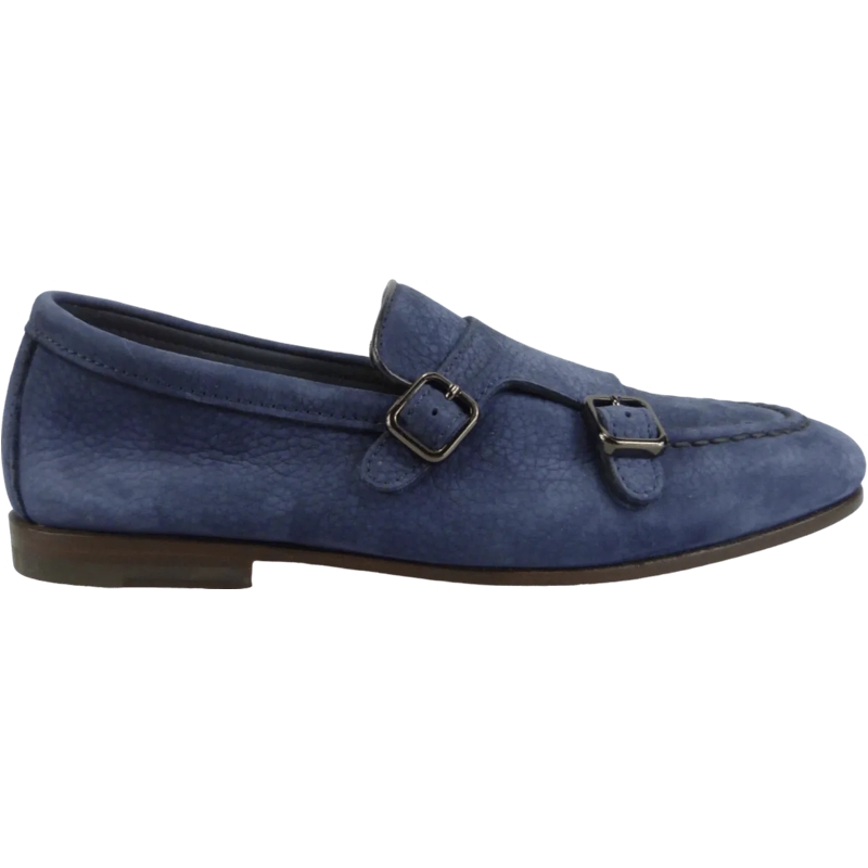 Santoni Loafer Mocassino con doppia fibbia navy blau