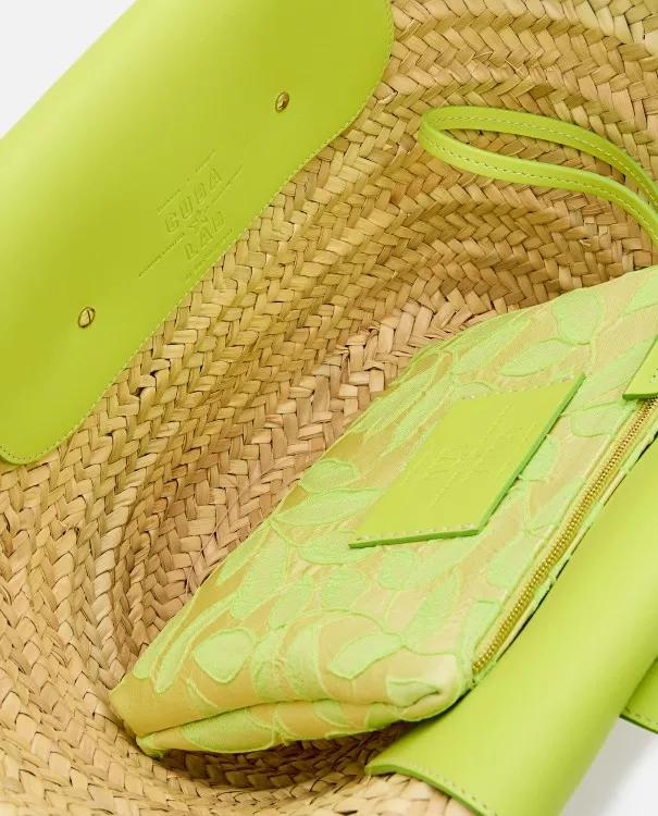 Cuba Lab Shoppers & Totes Tropicana Straw And Leather Tote Bag in geel