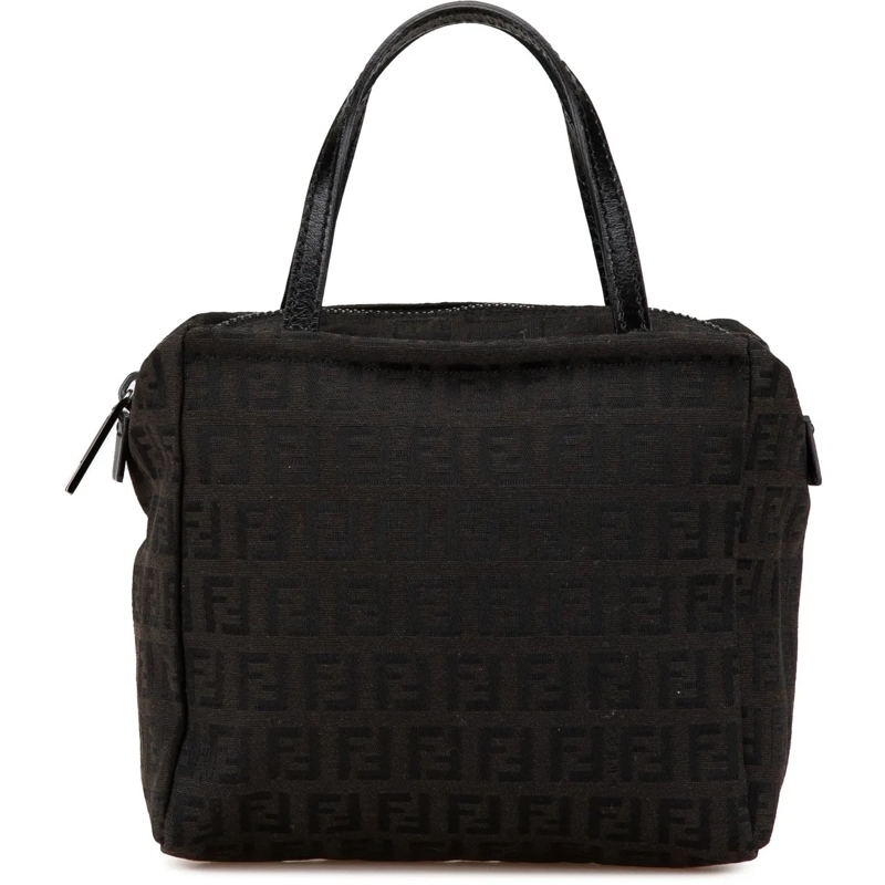 Fendi Tote Mini Zucchino Canvas Handbag schwarz