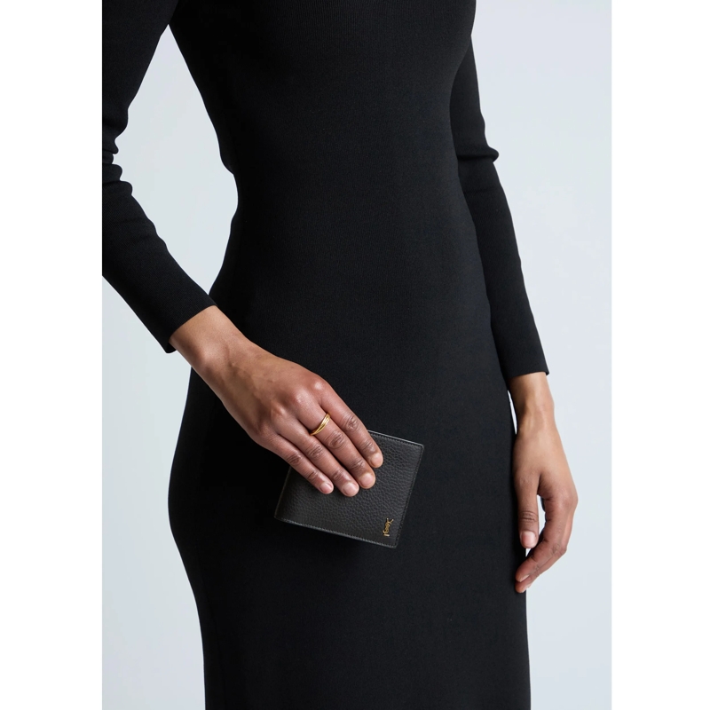 Saint Laurent Bi-Fold-Portemonnaie Cassandre Wallet Nero