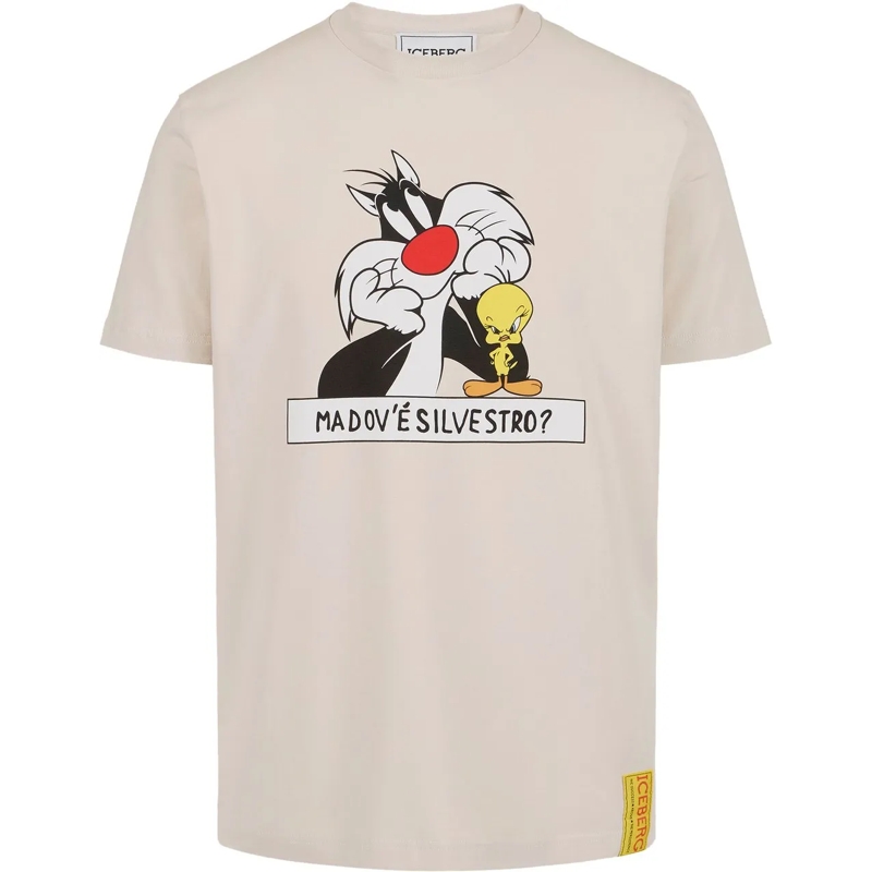 Iceberg T-shirt Dusty white sustainable cotton T-shirt with Looney grau