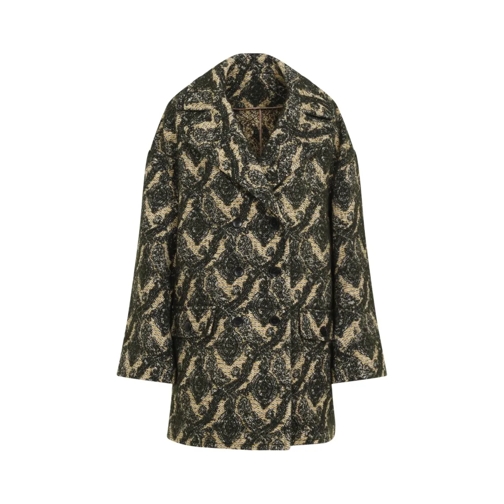 Etro  Caban Jacquard Green Cotton Coat Green