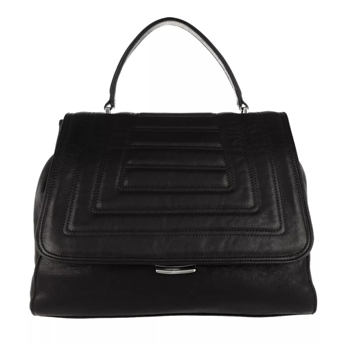 Abro Lamb Leather Quilted Satchel Bag Black/Nickel Cartable