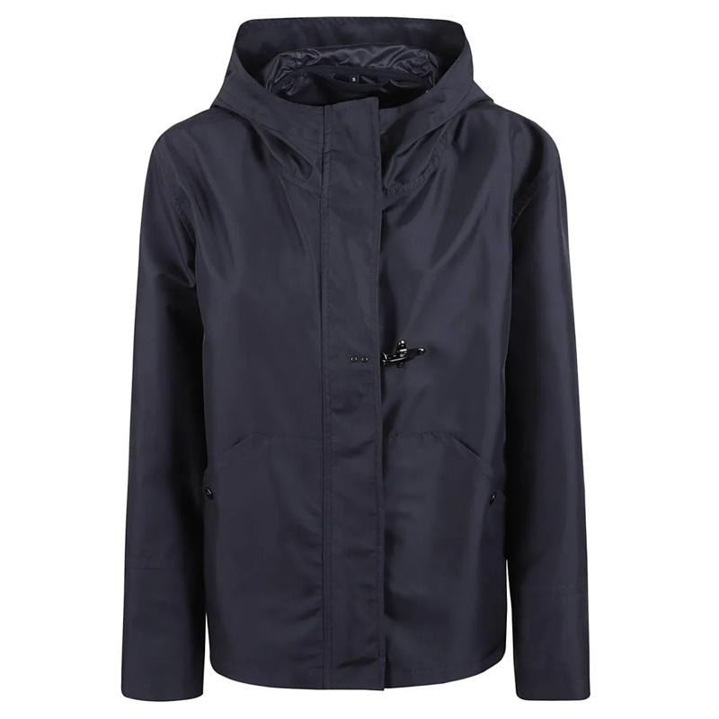 Fay  Minimalist Hooded Jacket With Smooth Finish Blue