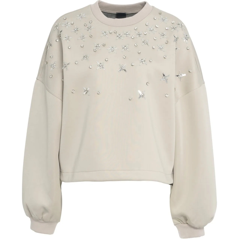 Pinko  Sweatshirt with rhinestones beige