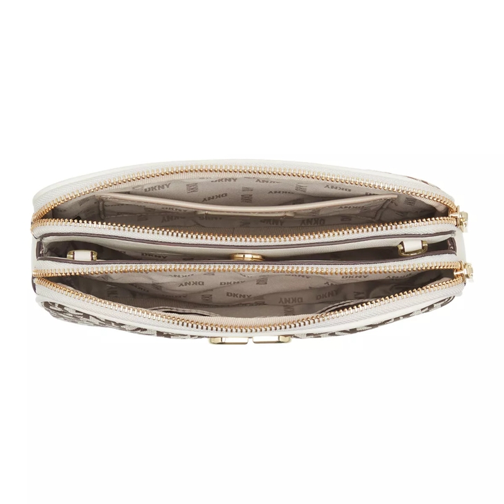 DKNY Delphine Double Zip Crossbody, Black/Gold: Handbags