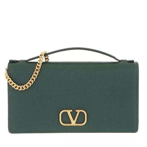 Valentino Garavani Wallet On Chain Calfskin English Green Crossbody Bag