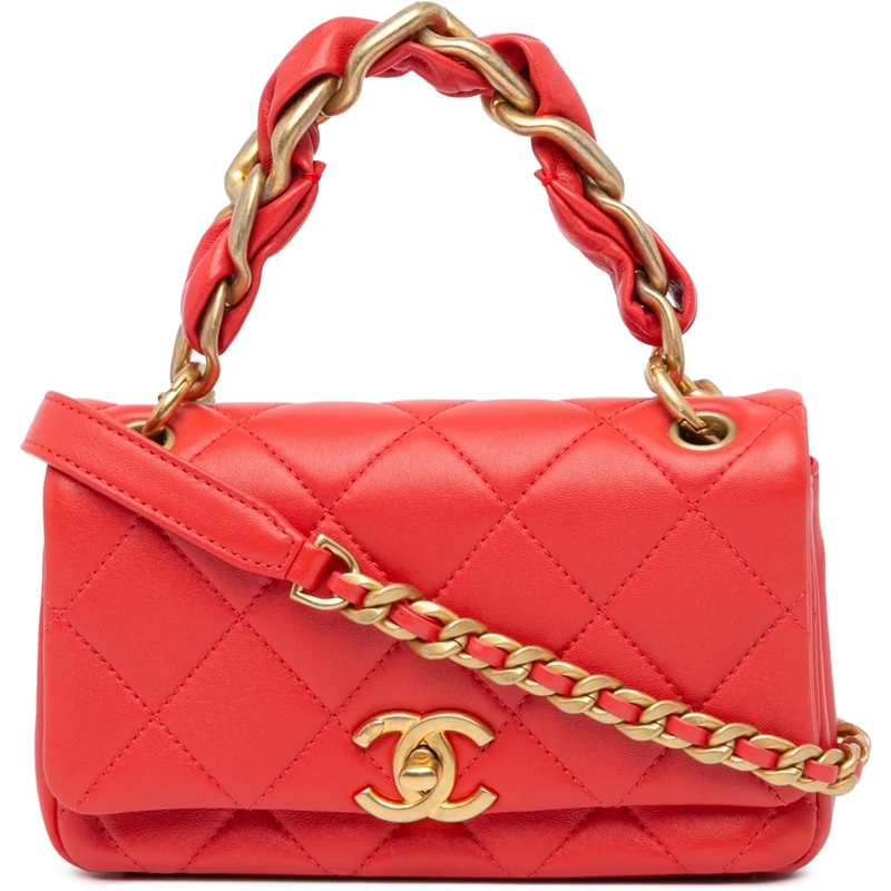 Chanel Schultertasche Small Quilted Lambskin Chain is More Flap rot