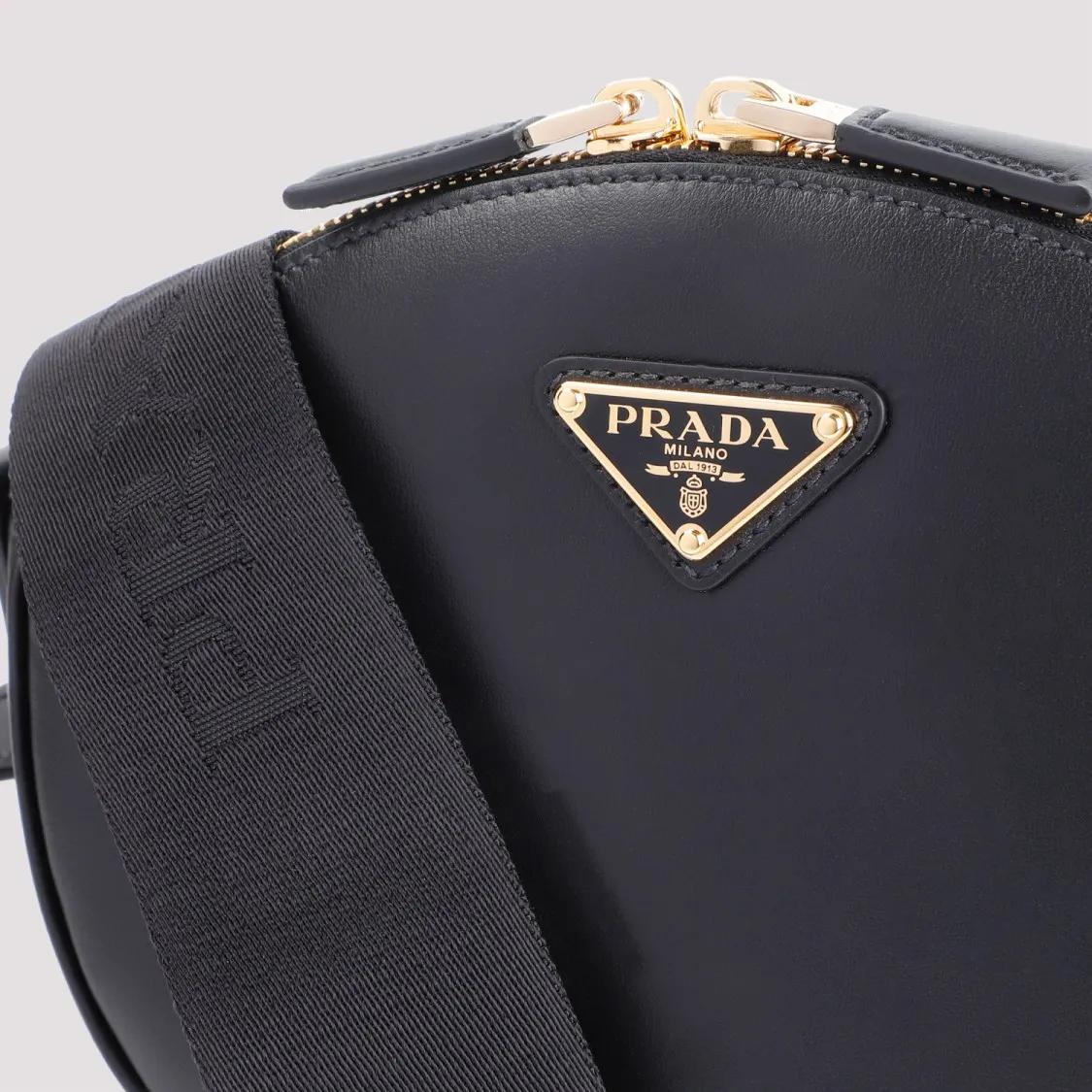 Prada Bandoliera Umhängetasche aus schwarzem authentic Saffiano-Leder