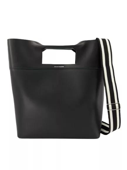 Alexander McQueen Tote - The Square Bow Ns Handbag - Black - Leather - Gr. unisize - in Schwarz - für Damen