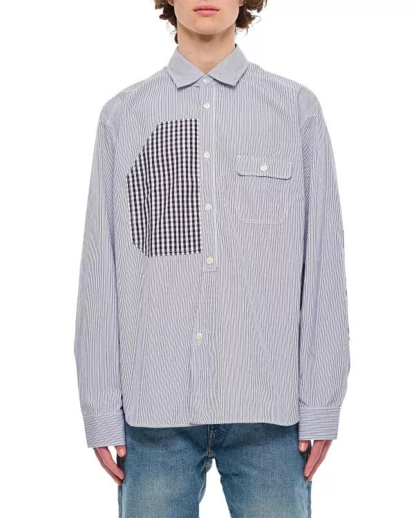 Junya Watanabe - Long Sleeves Patch Shirt - Größe M - blue