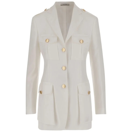 Tagliatore Blazer Single-Breasted Linen Jacket White