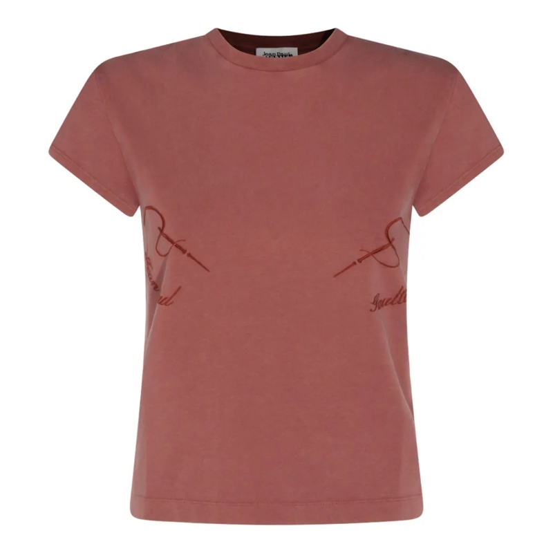 Jean Paul Gaultier T-Shirt Muted Purple T-Shirt With Subtle Embroidery Pink