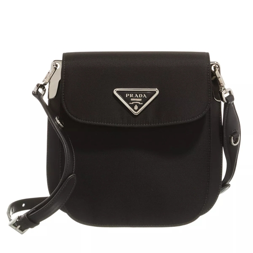 Prada Nylon and Leather Shoulder Bag Black Saddle Bag