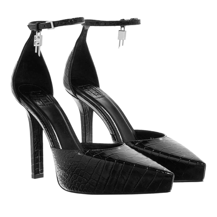 Givenchy G Lock platform Pumps In Crocodile Effect Leather Black